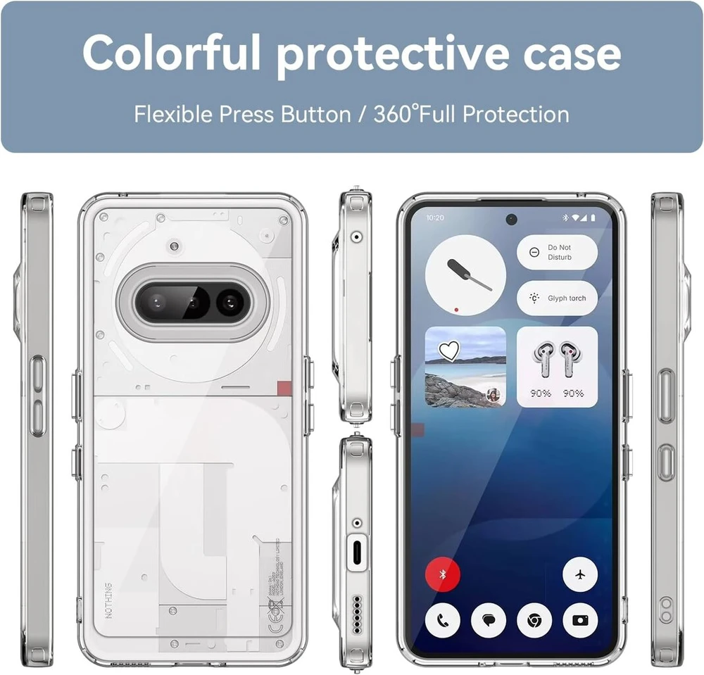 Skaidrus dėklas Nothing Phone 3a, Pc+tpu, atsparus smūgiams