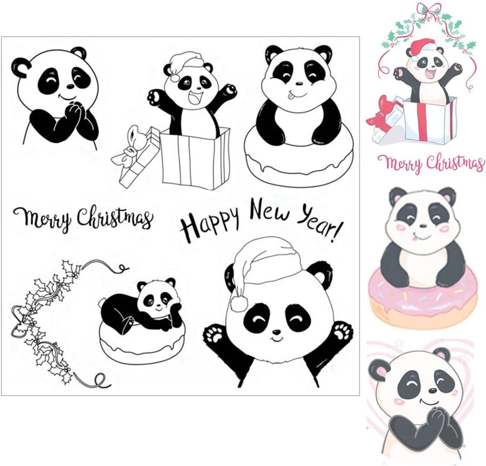 Skaidrūs "panda" antspaudai kortoms, dienoraščiams, rankdarbiams