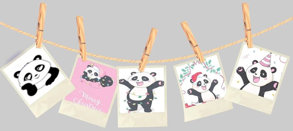 Skaidrūs "panda" antspaudai kortoms, dienoraščiams, rankdarbiams