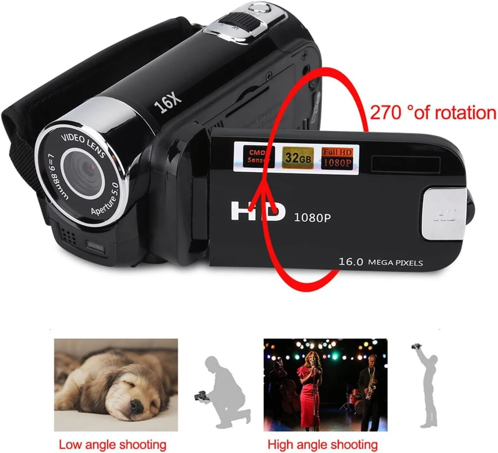 Skaitmeninė vaizdo kamera Full Hd 1080p, 16mp, 16x priartinimas