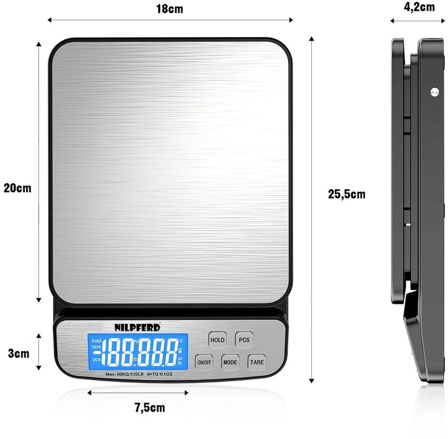 Skaitmeninės pašto svarstyklės iki 50 kg, tikslios, su Lcd ekranu