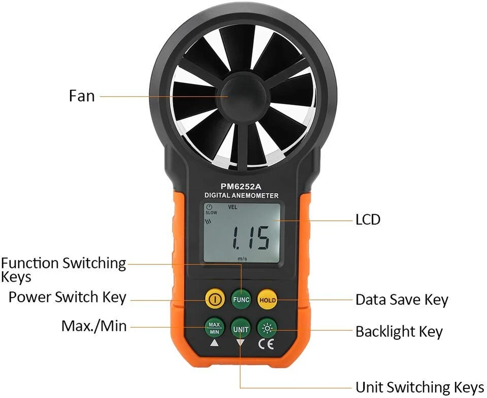 Skaitmeninis Anemometras Pm6252a Vėjo Greičio Matuoklis