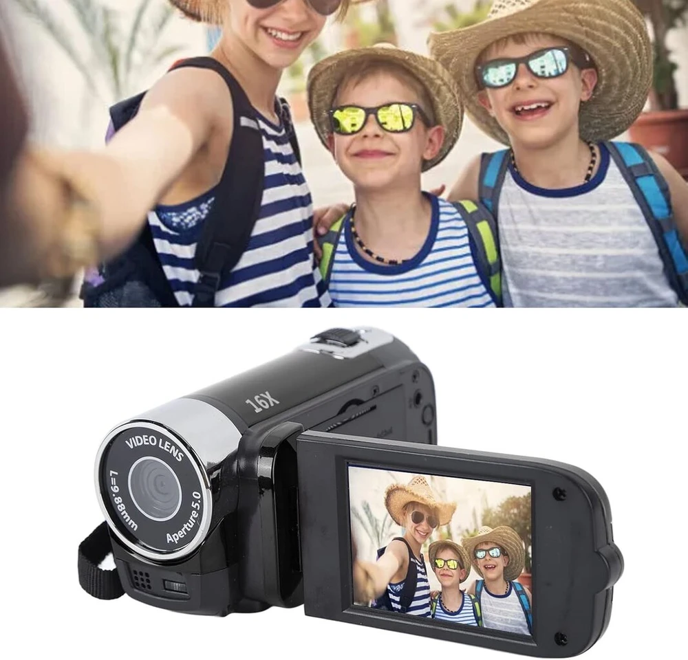 Skaitmeninis fotoaparatas, 2.7" Tft 16mp 16x priartinimas Hd vaizdo tinklaraščio kamera 1020mah vaizdo kamera pradedantiesiems ir vaikams (juodas)