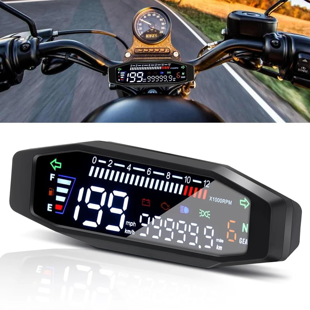 Skaitmeninis motociklo spidometras, 12000 Rpm, universalus