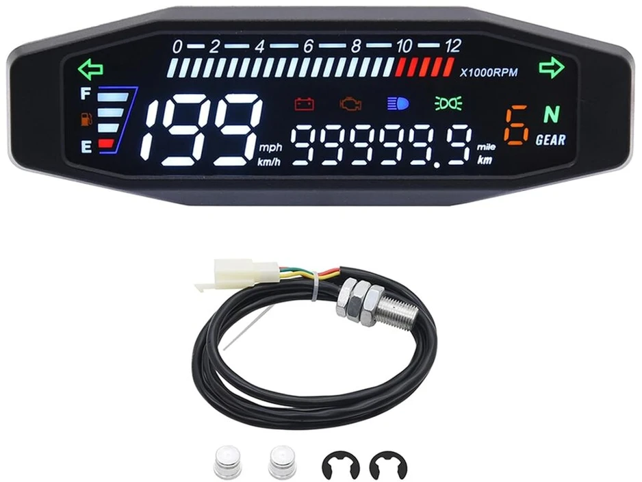 Skaitmeninis motociklo spidometras, 12000 Rpm, universalus