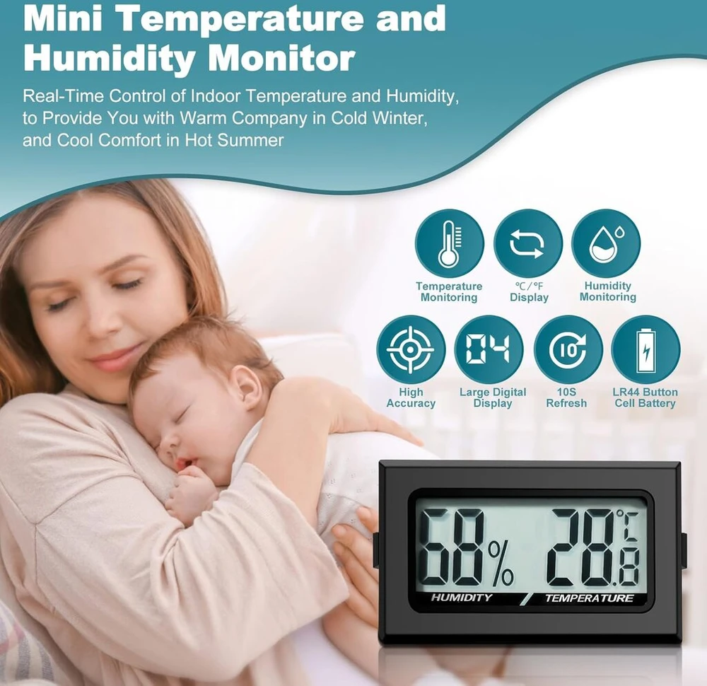 Skaitmeninis termometras vidaus higrometras mini higrometras termometras vidaus ropliams skaitmeninis higrometras biurui, virtuvei, lcd termometras inkubatorius, termometras šiltnamiui (8)