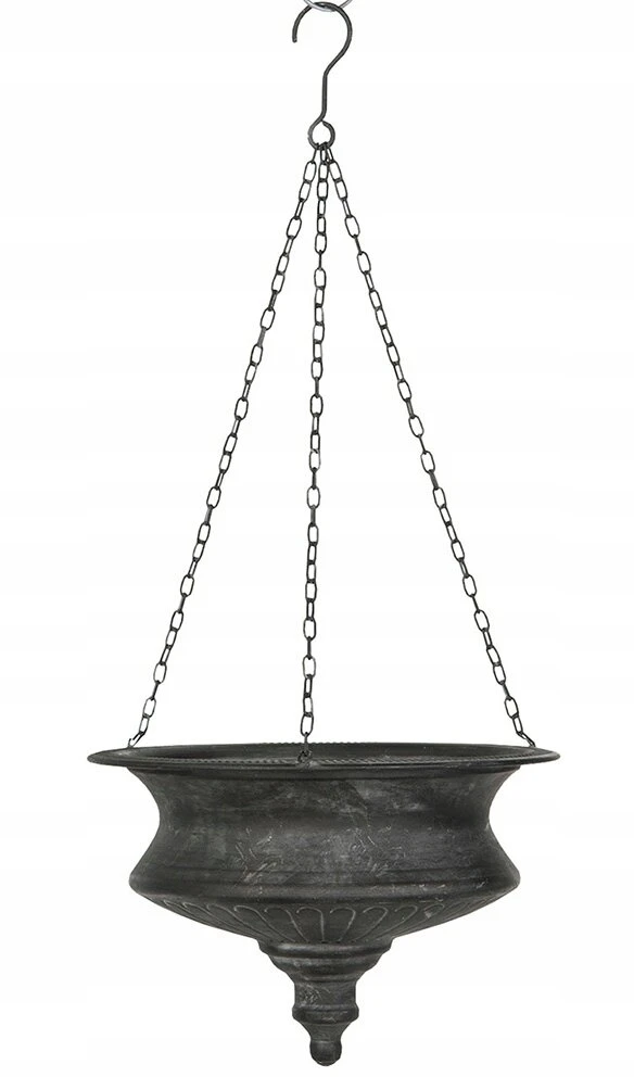 Skandi pakabinamas metalinis gėlių vazonas, juodas, 30 cm, didelis dangtis balkonui, terasai