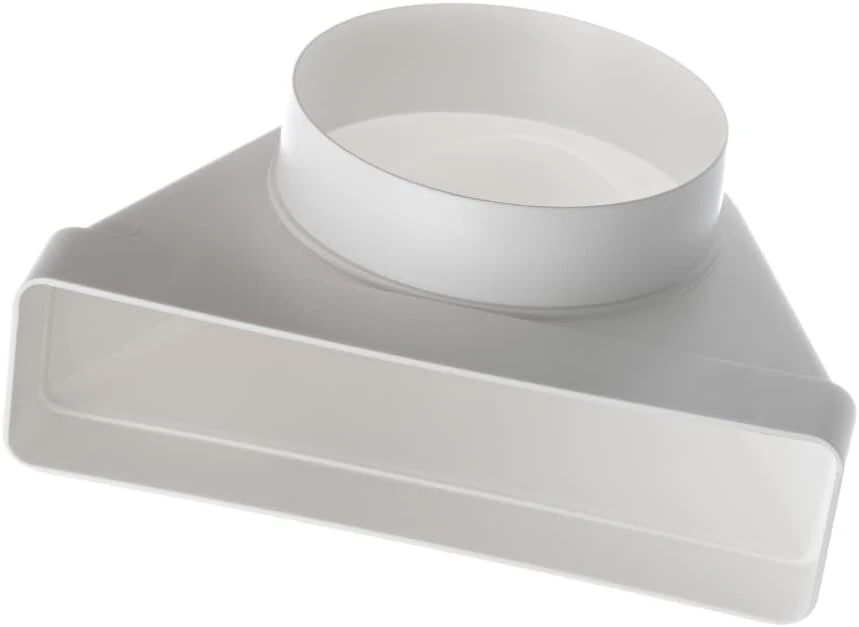 Skersmuo 125 mm - 220 x 55 mm nukreipimo detalė 90°, apvalus kvadratinis plokščias ortakis, ištraukimo ortakis, ventiliacijos vamzdis, vamzdžio/ortakio jungtis