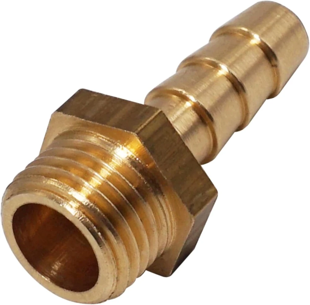 Skir'co (1 vnt.) žalvarinė jungtis su sriegiu, 1/4 colio x 8 mm, žarnos jungties adapteris, žarnos galo jungtis, bsp sriegis