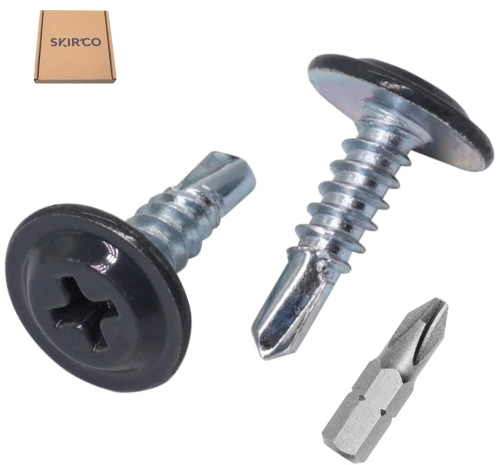 Skir'co (150 vnt.) dažyti 4,2 x 16 mm savaime gręžiantys varžtai, Phillips modifikuota santvaros galvutė, sriegiklis, plokščia galvutė (150, antracito pilka ral 7016)