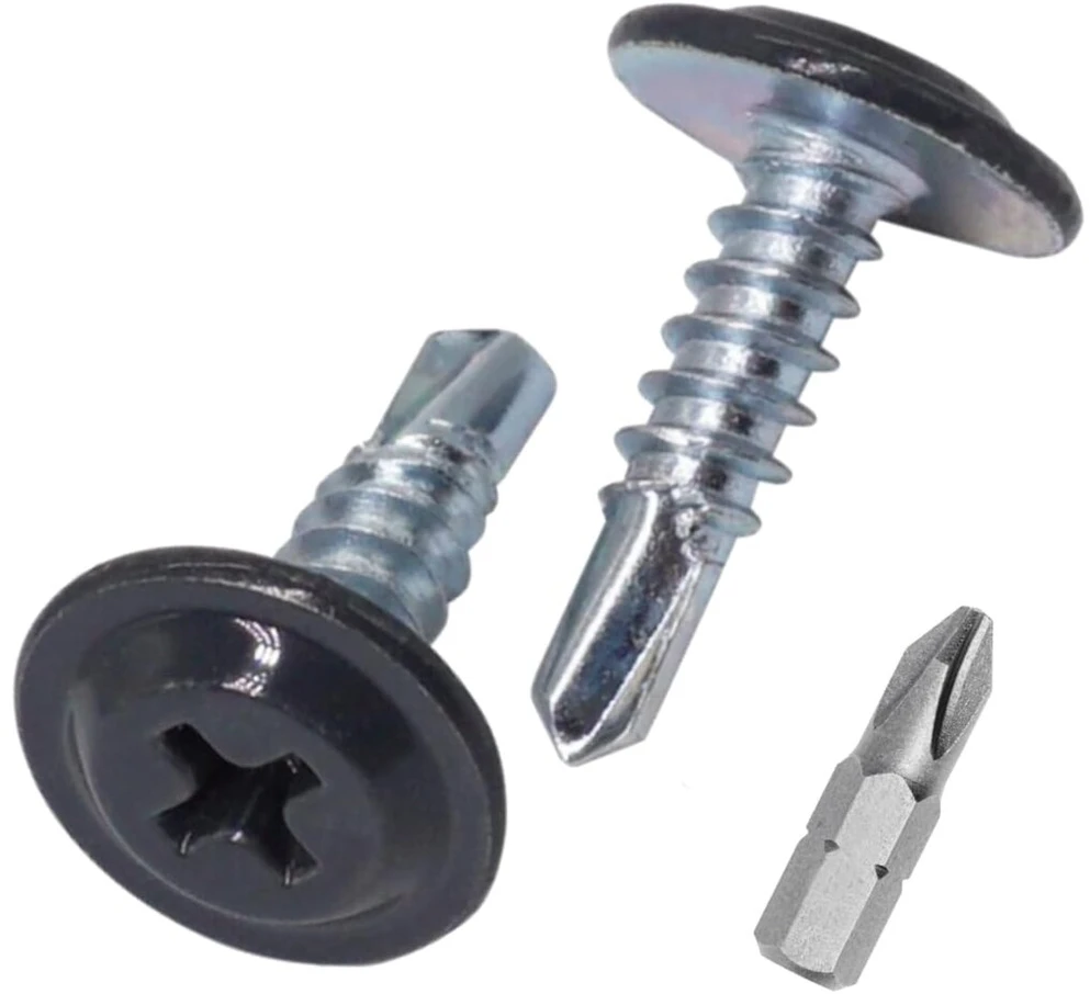 Skir'co (150 vnt.) dažyti 4,2 x 16 mm savaime gręžiantys varžtai, Phillips modifikuota santvaros galvutė, sriegiklis, plokščia galvutė (150, antracito pilka ral 7016)