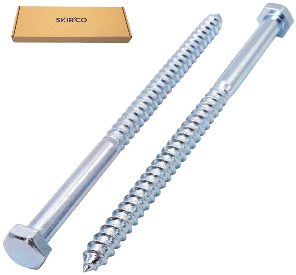 Skir'co 2 vnt. Din 571 cinkuoto plieno šešiabriaunės galvutės medvaržčiai M12 x 220 mm, varžtai su šešiabriaune galvute, raktiniai varžtai