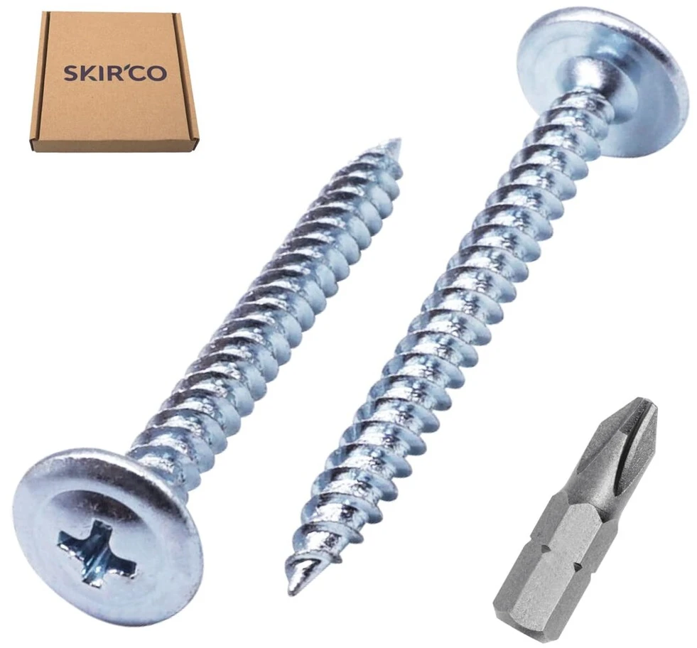 Skir'co (80 vnt.) Cinkuoti plieno 4.2x45mm sidabriniai medsraigčiai metaliniai varžtai Phillips modifikuota apykaklės galvutė savaime įsisriegiantys