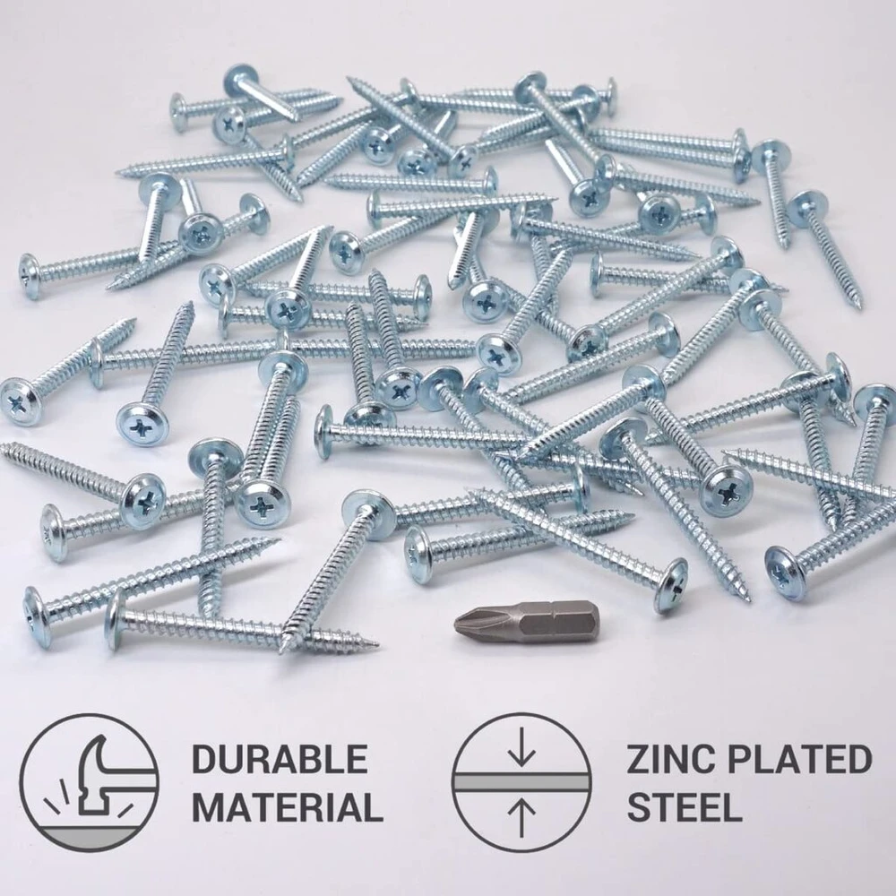 Skir'co (80 vnt.) Cinkuoti plieno 4.2x45mm sidabriniai medsraigčiai metaliniai varžtai Phillips modifikuota apykaklės galvutė savaime įsisriegiantys