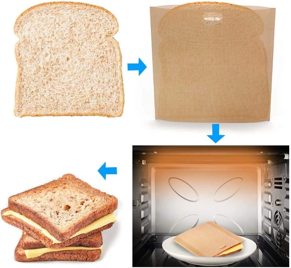 Skrudintuvas Skrudintuvo maišeliai, 10 vnt nepridegančių skrudintuvo maišelių, daugkartinio naudojimo Toastbags, plaunami, skrudintuvo maišeliai skrebučiams, sumuštiniams, picai, sūriui