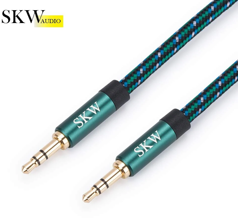 Skw aux kabelis 3.5 mm audio kabelis (hi-fi garsas), 3.5 mm jack kištukas į 3.5 mm jack kištuką, audio jack kabelis, ausinių kabelis (2 m, žalias)