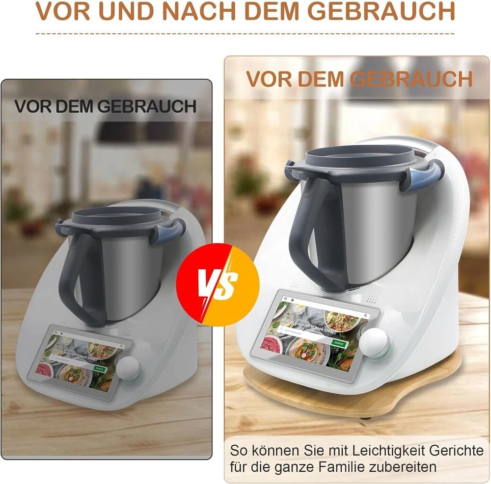 Slankiojanti lentelė Thermomix Tm6 Tm5, bambukinė greito perkėlimo slankiojanti lentelė Thermomix Vorwerk maisto kombainui Tm6 priedai, riedėjimo lentelė Thermomix Tm6 Tm5 pagrindo lentelė riedėjimo lentelė