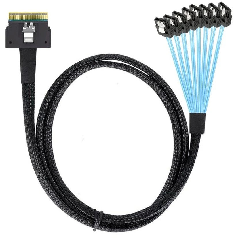 Slimsas 8i į 8x Sata 7pin kabelis, 0.5m