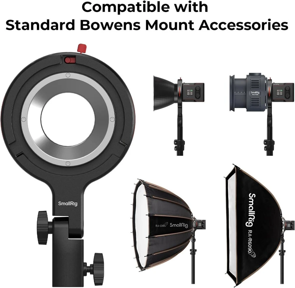 Smallrig Bowens jungties softbox greito montavimo adapteris, skirtas Smallrig Rc 60b Cob vaizdo šviestuvui, suderinamas su standartiniais Bowens jungties priedais, keliamoji galia 1,5kg - 4476