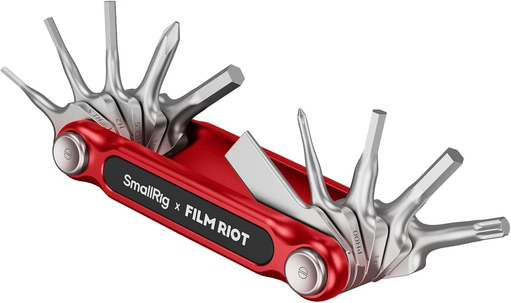 Smallrig x Film Riot 10-in-1 sulankstomas įrankių rinkinys su atsuktuvais ir šešiabriauniais raktais, daugiakampė padėtis, nešiojamas ir kompaktiškas dizainas (raudonas) - 4813