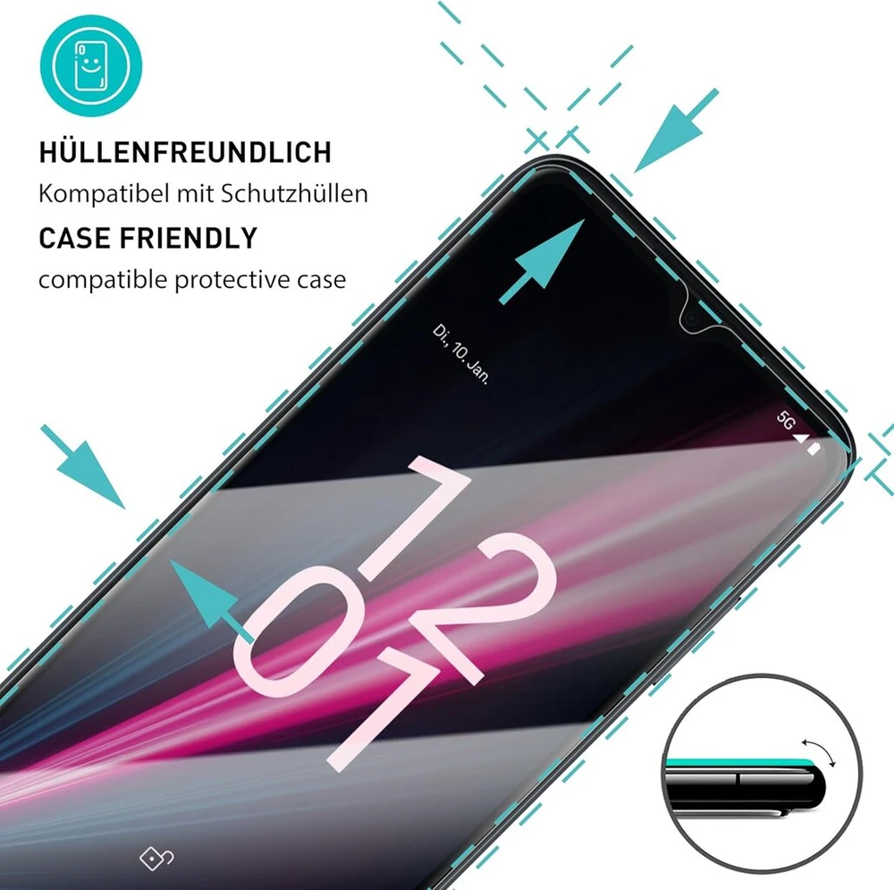 Smartect apsauginis stiklas [3 vnt., skaidrus] suderinamas su telekom t phone pro 5g, hd ekrano apsauga, atsparus įbrėžimams, be burbuliukų, 9h kietumas, 0,3 mm itin skaidrus, itin atsparus