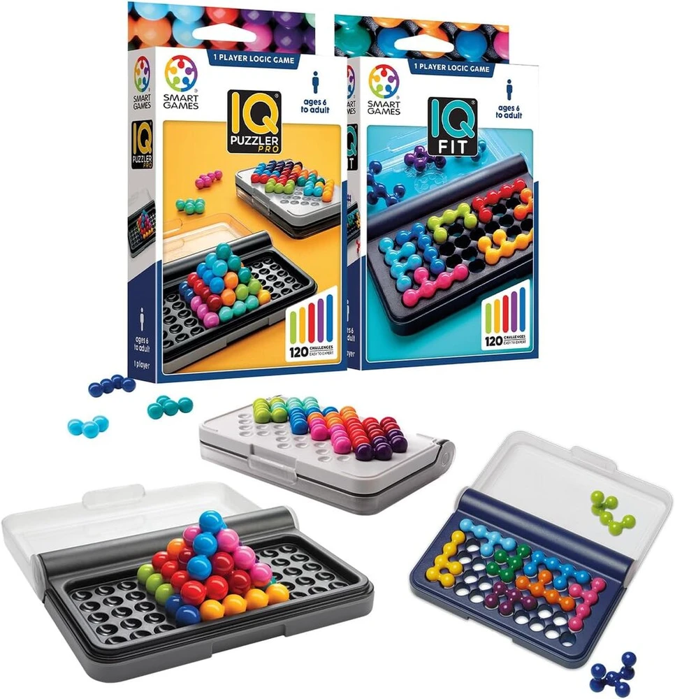 Smartgames - iq puzzler pro + iq fit | dėlionės žaidimai vaikams nuo 6-99 metų | dėlionės žaidimai suaugusiems ir vaikams | loginis žaidimas suaugusiems ir vaikams