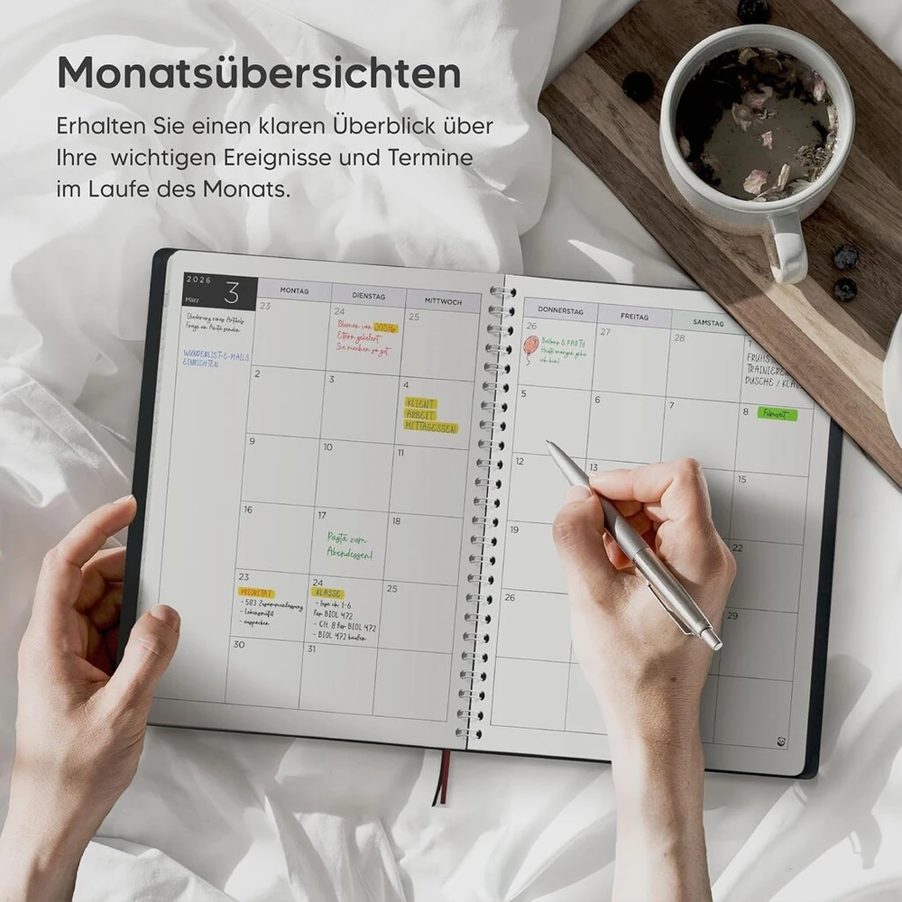 Smartpanda 2025 2026 dienoraštis - savaitinis A5 formato planuotojas, mokyklinis planuotojas - minkštas viršelis, 30 minučių intervalai - 2025 m. liepa - 2026 m. rugpjūtis - vokiečių kalba