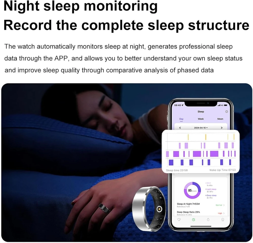 Smartring išmanusis žiedas android ios fitneso žiedo seklys išmanieji žiedai vyrams moterims širdies ritmo monitorius žingsniamatis miego seklys išmanusis žiedas sidabrinis auksinis aktyvumo sekimo žiedas fitneso seklys