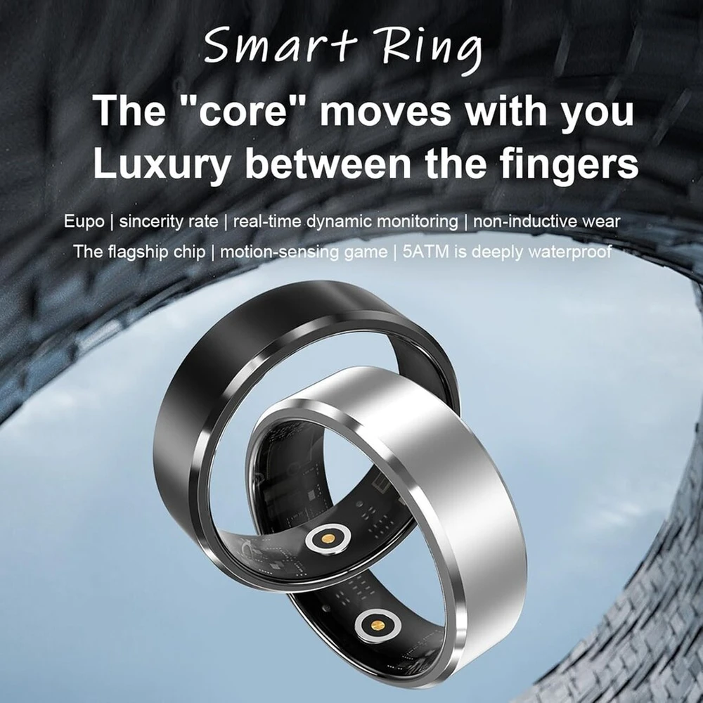 Smartring išmanusis žiedas android ios fitneso žiedo seklys išmanieji žiedai vyrams moterims širdies ritmo monitorius žingsniamatis miego seklys išmanusis žiedas sidabrinis auksinis aktyvumo sekimo žiedas fitneso seklys