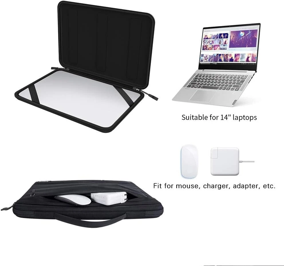 Smatree 14 colių nešiojamojo kompiuterio dėklas su kietu apvalkalu, suderinamas su 14 colių Razer Blade 14 žaidimų nešiojamuoju kompiuteriu 2021/asus Zenbook 14 colių/14 colių Lenovo Thinkpad - juodas