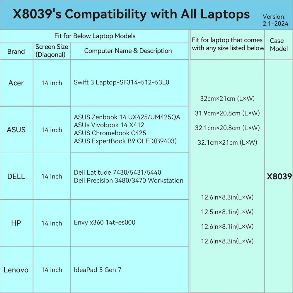 Smatree kietas eva apsauginis dėklas, suderinamas su 14 colių asus chromebook plus cx14 (cx1405)/chromebook c425, asus zenbook 14 ux425/um425qa, asus vivobook 14 x412/expertbook b9 oled b9403 (x8039)