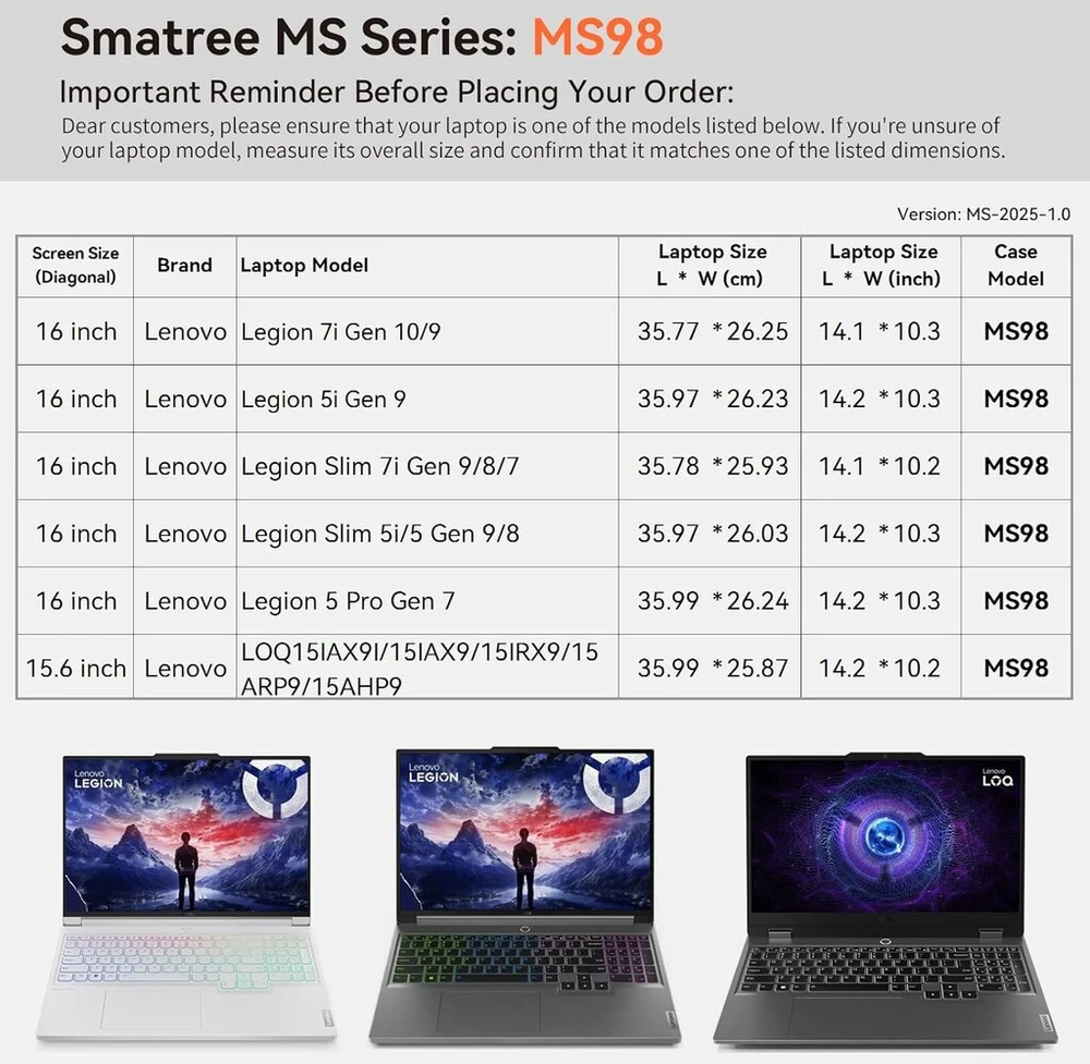 Smatree Ms98 kietas eva apsauginis dėklas su stovu, suderinamas su 16 colių lenovo legion 7i gen 10/9, legion 5i gen 9, skirtas legion slim 7i / 5i / 5 gen 9/8/7, skirtas legion 5 pro gen 7, skirtas 15,6 colių loq