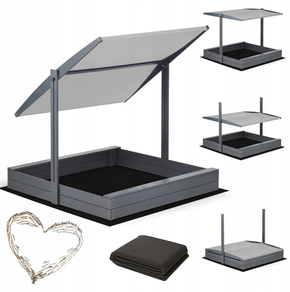 Smėlio dėžė su stogu 140x140 impregnuota super kokybė paruoštos skylės