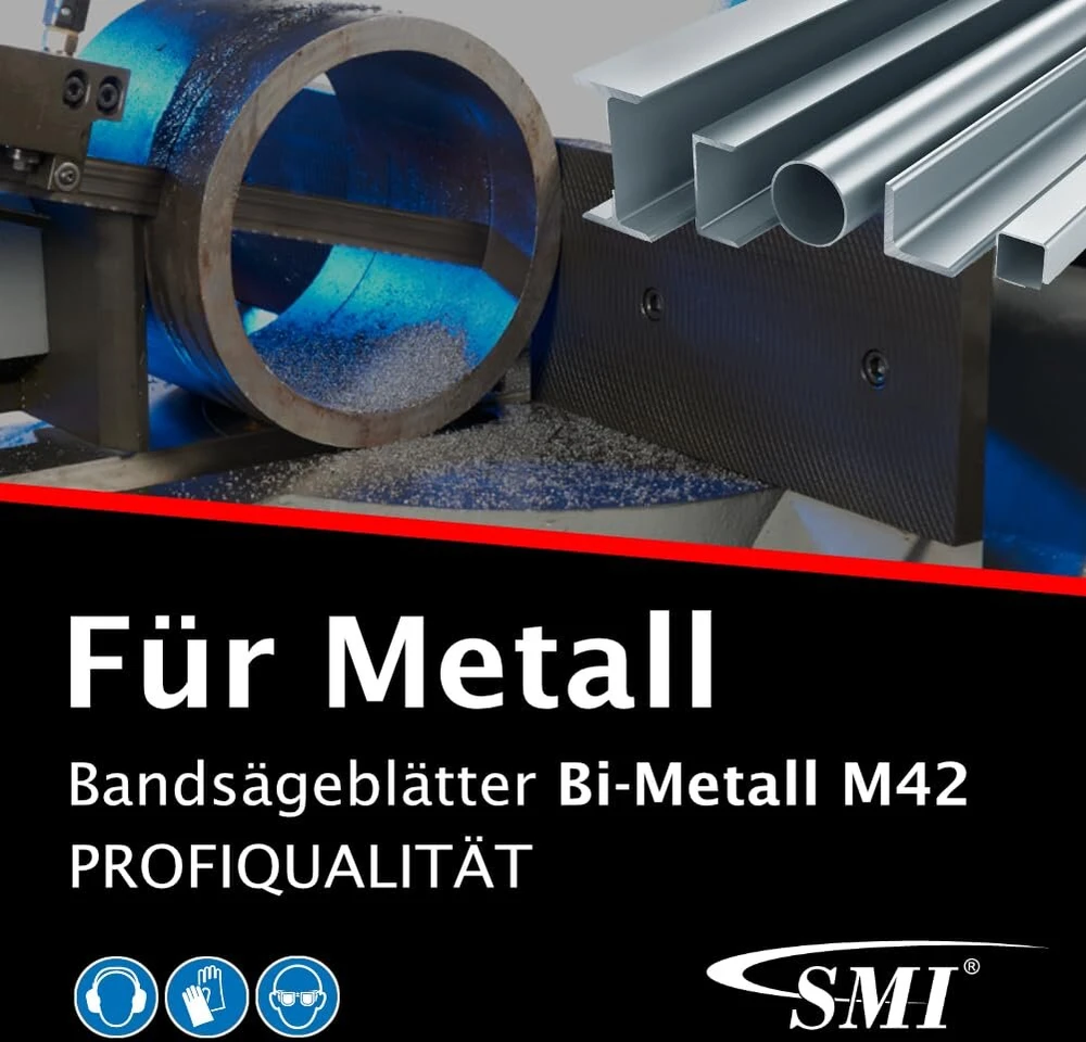 Smi 2 bi-metalinių juostinių pjūklų rinkinys M42, matmenys 1335 x 13 x 0,65 mm, 10/14 Tpi, pvz., Femi 780 Xl, 783 Xl, 782 Xl, Berg & Schmid Mbs 85, Flex Sbg 4908 ir 4910, Alfra, Flott, Metallkraft