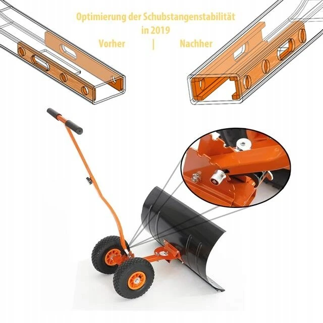 Sniego kastuvas-stumtuvas ant ratų, ergonomiškas, 75 cm