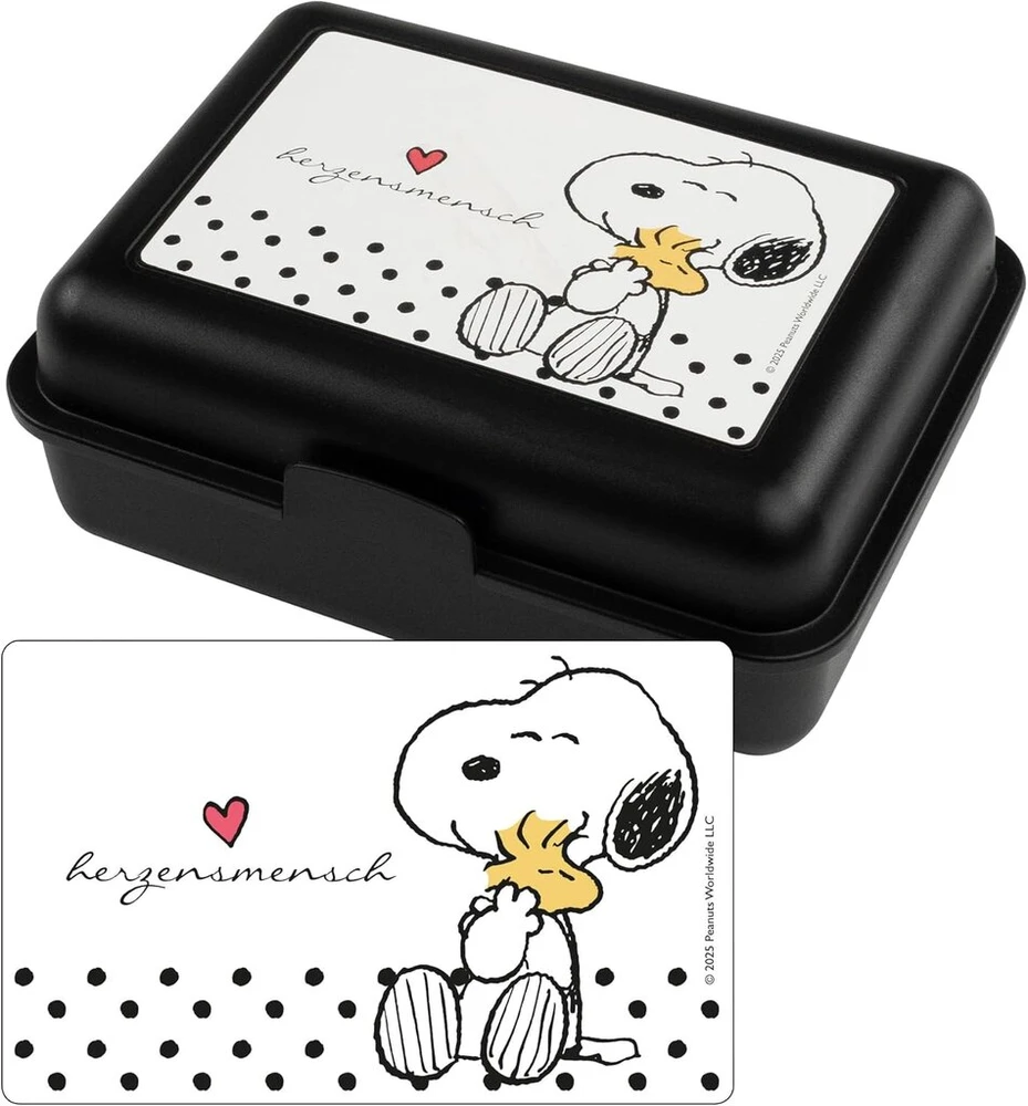 Snoopy pietų dėžutė su pertvara, 17,5x12,8x6,9 cm, juoda