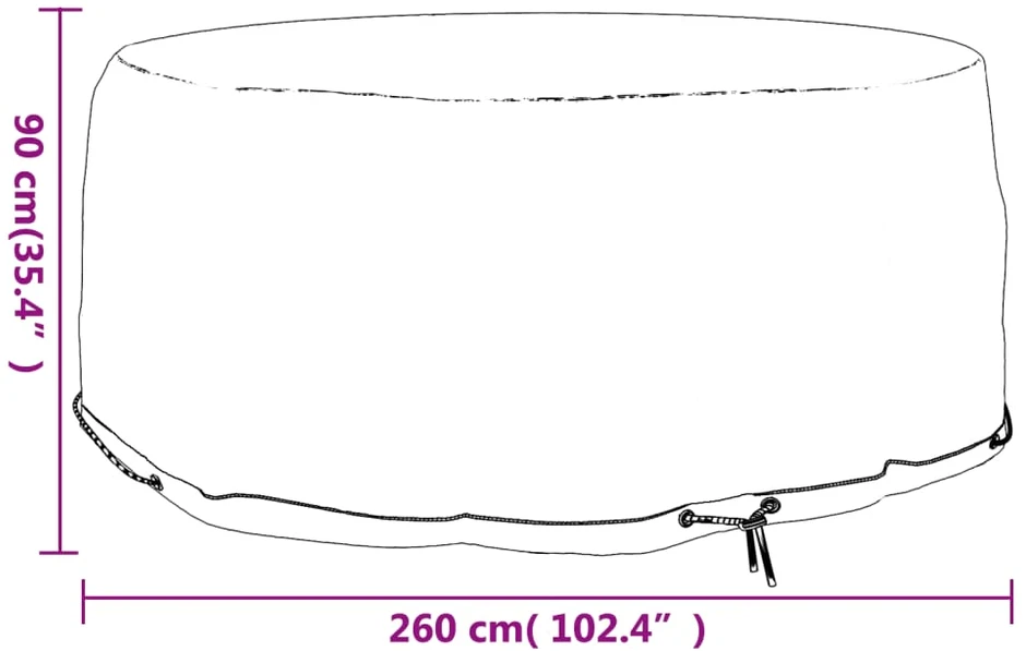Sodo baldų uždangalas, 260x90cm, 10 kilpučių, apskritas