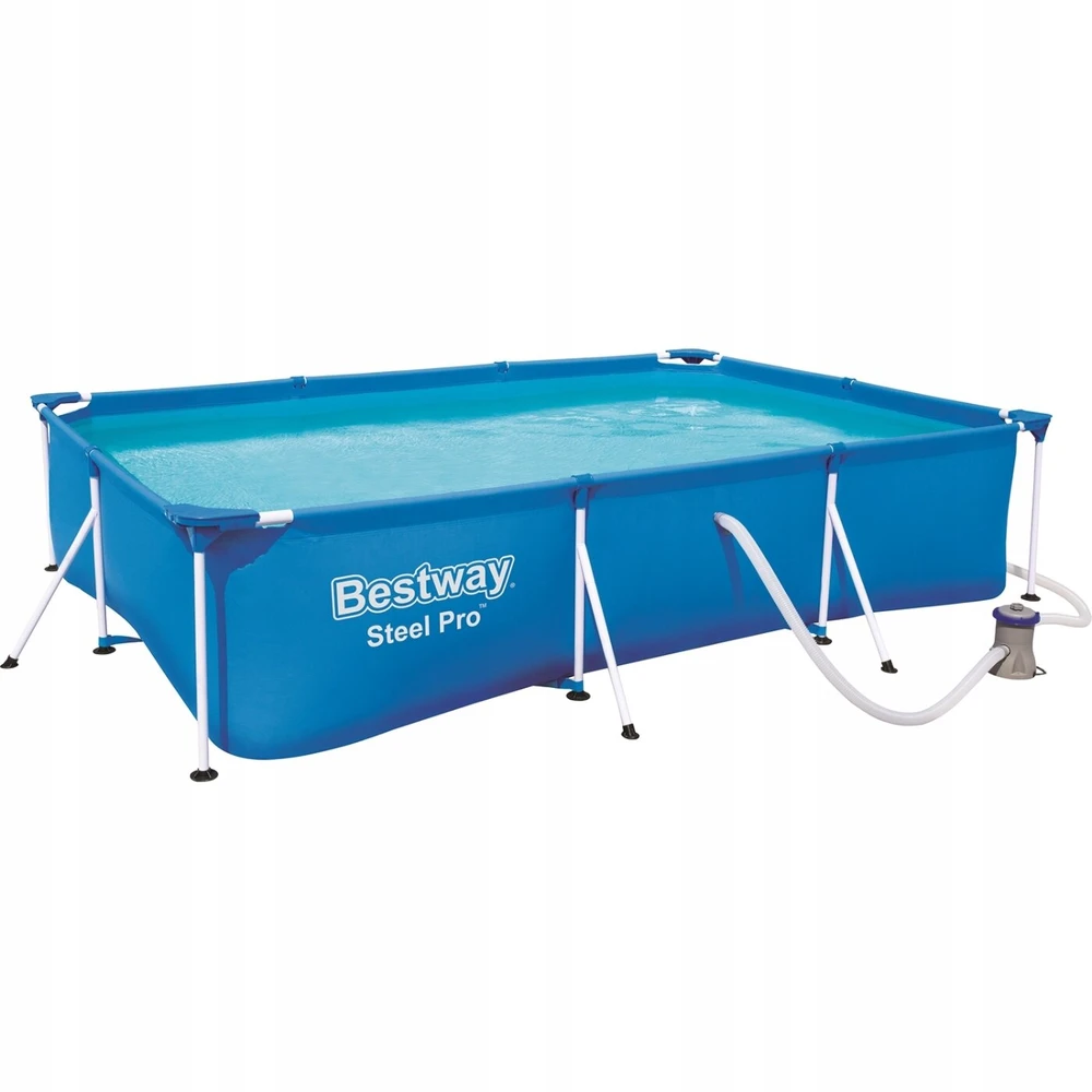 Sodo baseinas su rėmu stačiakampis 300x201x66 cm Bestway 56411 + siurblys
