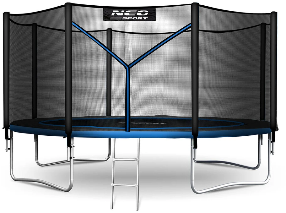 Sodo batutas 12 pėdų/374 cm su išoriniu tinkleliu ir neo sporto kopėčiomis