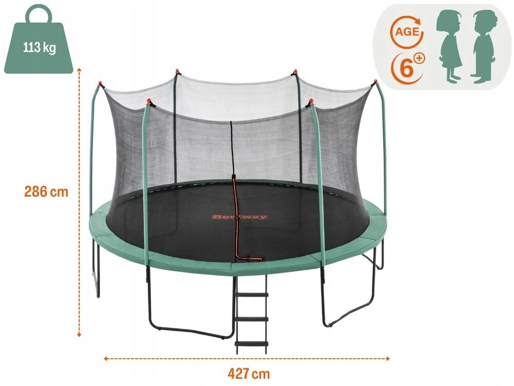 Sodo batutas vaikams su vidiniu tinkleliu 427cm Bestway + KOPĖČIOS