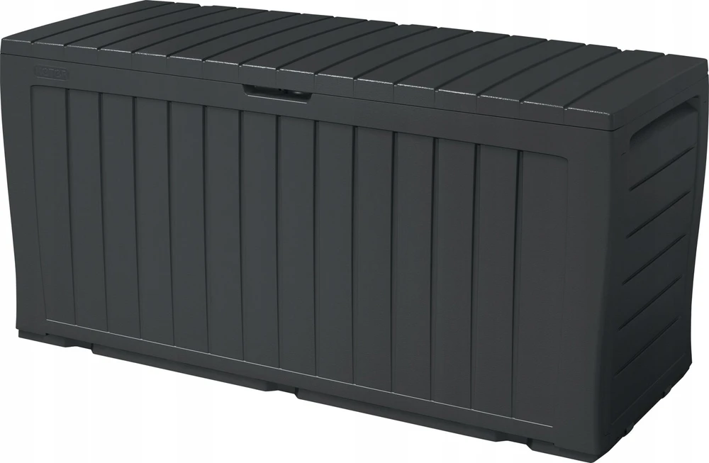 Lauko baldų komplektas Sodo dėžė balkonui terasai su ratukais sėdynei daiktų laikymui 270l graphite Keter