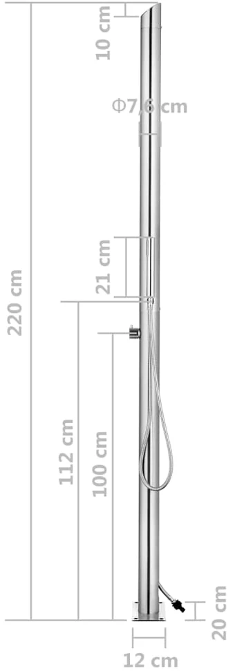 Sodo dušas su pilku pagrindu, 225cm, nerūdijantis plienas