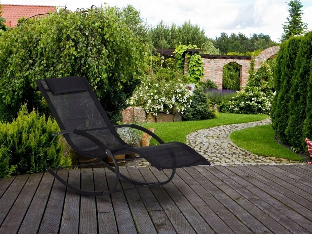 Sodo gultas supamasis krėslas sofa nulinės gravitacijos atlošas galvai juodas multigarden