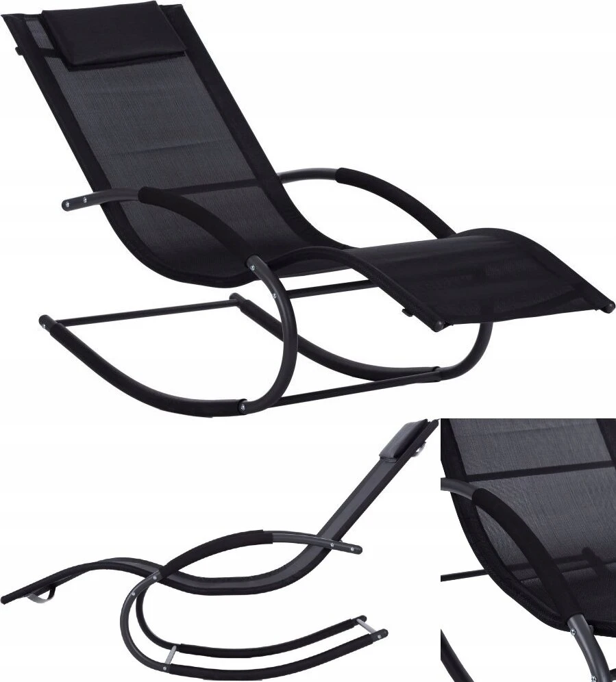 Sodo gultas supamasis krėslas sofa nulinės gravitacijos atlošas galvai juodas multigarden