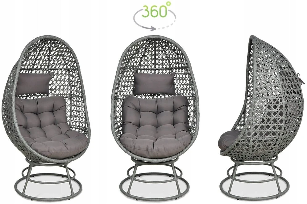 Sodo kėdė Technorattan Basket Holiday Swivel terasai, balkonui, pilka