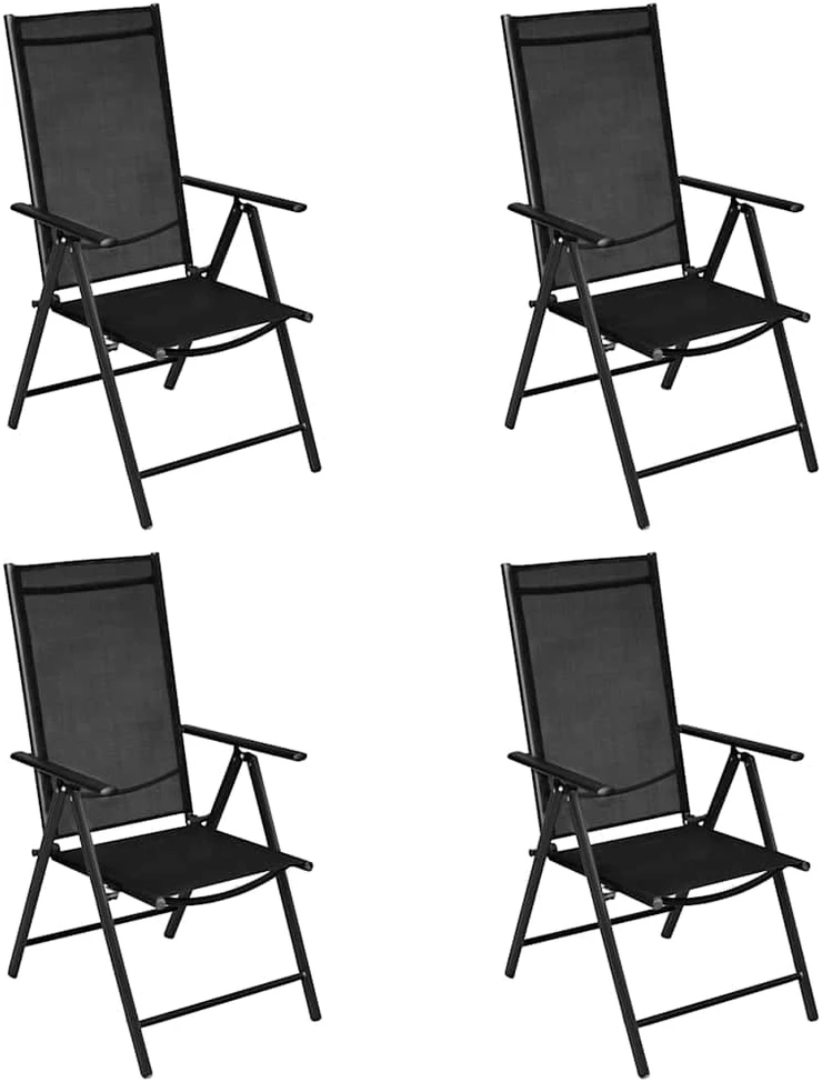 Lauko baldų komplektas Sodo komplektas, 5 dalių, juodas, aliuminis ir tekstilenas