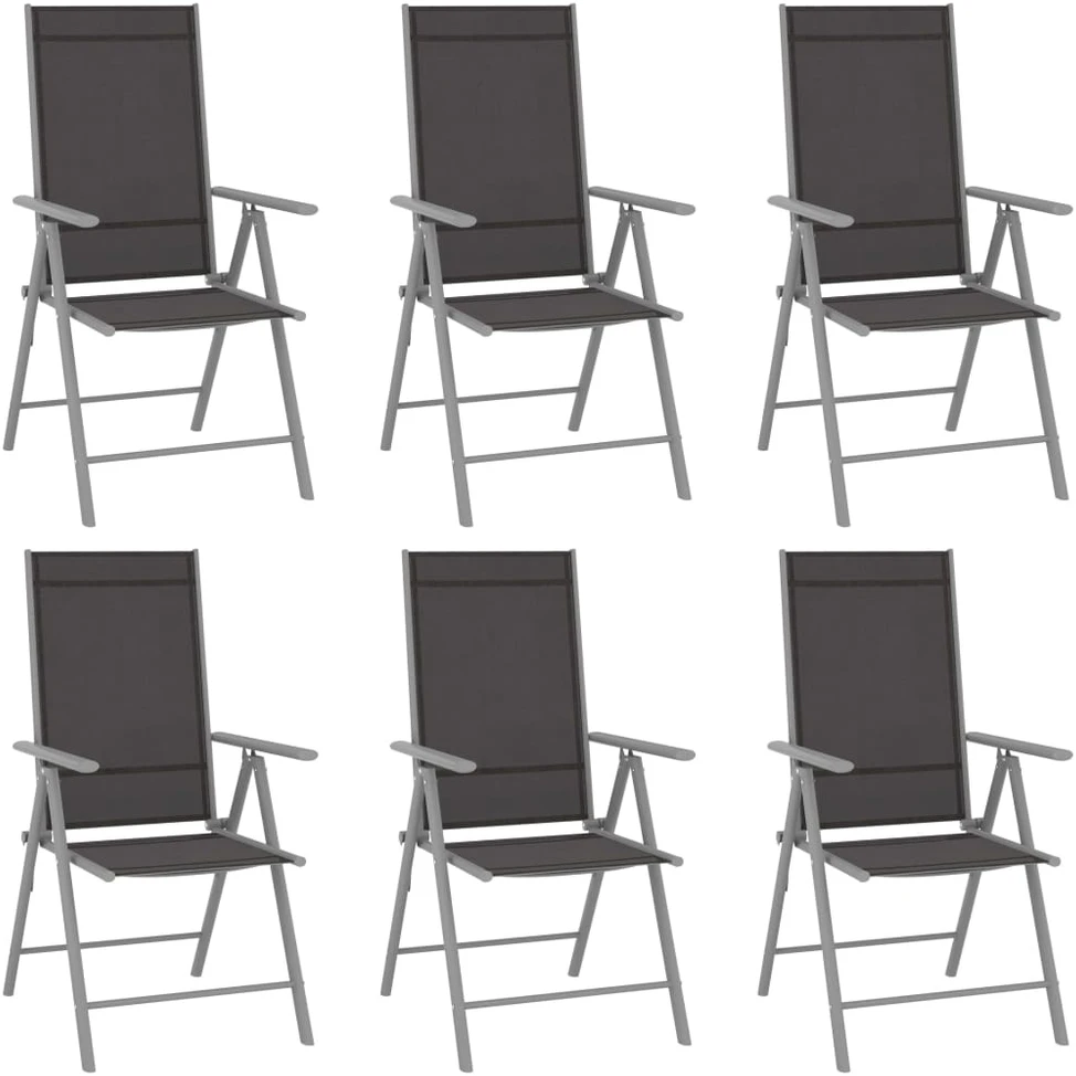 Lauko baldų komplektas Sodo komplektas, 7 dalių, sidabrinis ir juodas, aliuminis