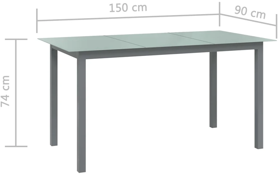 Lauko baldų komplektas Sodo komplektas, 7 dalių, sidabrinis ir juodas, aliuminis