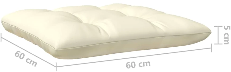 Lauko baldų komplektas Sodo komplektas su kreminėmis pagalvėlėmis, 5 dalių, pušis
