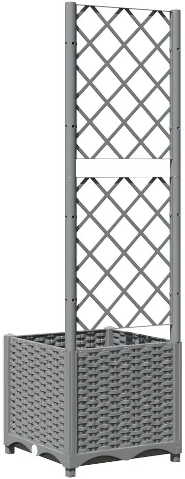 Sodo lovelis su pp grotelėmis, 40x40x136 cm, šviesiai pilkas